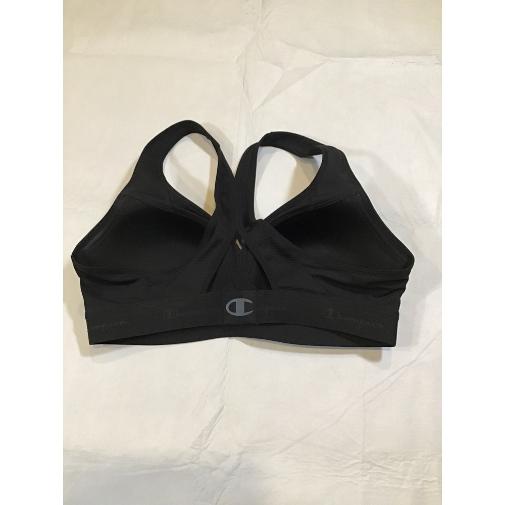Champion Womens Black Racerback Sports Bra Mesh Detail Medium Impact Activewear - Picture 2 of 4